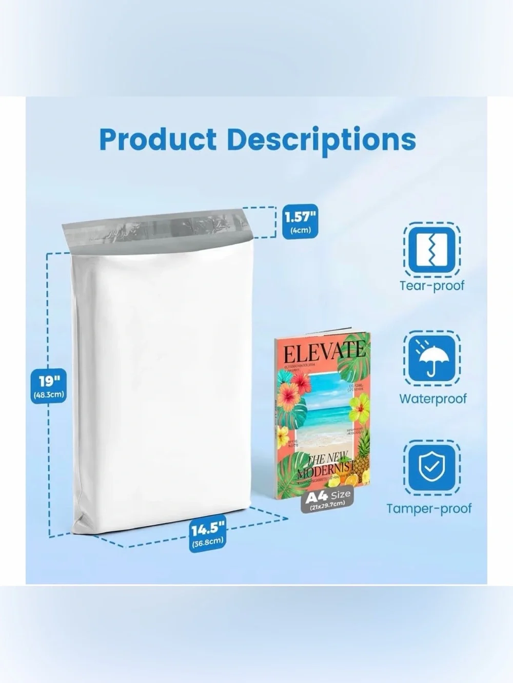 25 / 14.5 x 19 Glossy White Poly Bag Mailer